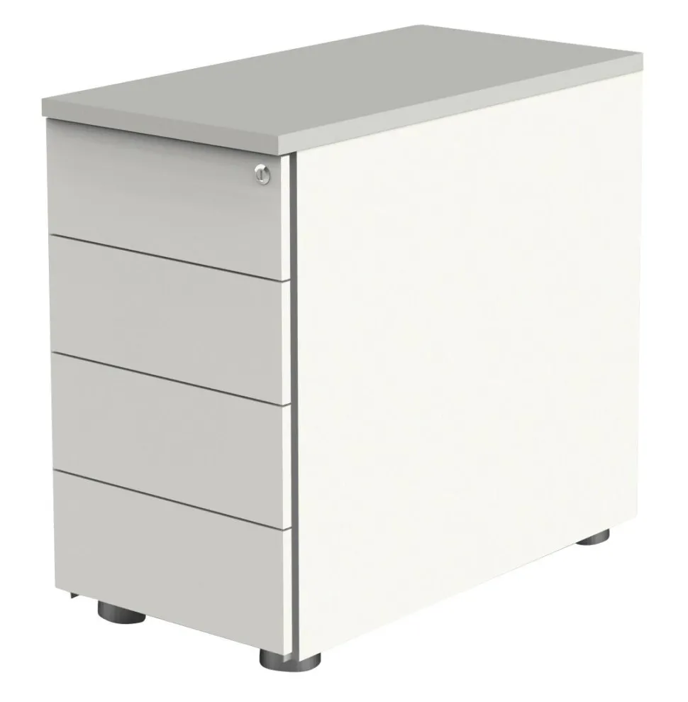 Kerkmann Hout Bureauladeblok 4 Lades Afsluitbaar 430 x 800 x 760 mm Grijs, wit
