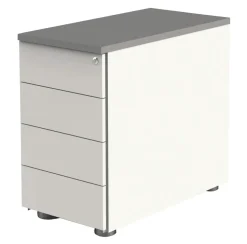 Kerkmann Hout Bureauladeblok 4 Lades Afsluitbaar 430 x 800 x 760 mm Grafiet, wit
