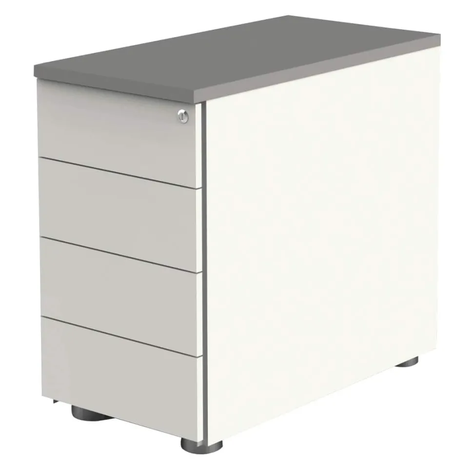 Kerkmann Hout Bureauladeblok 4 Lades Afsluitbaar 430 x 800 x 760 mm Grafiet, wit