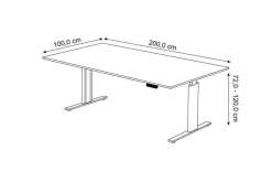Kerkmann Move 3 Tube Zit-sta-bureau Rechthoekig Eiken T-Voet 2.000 (B) x 1.000 (D) x 1.200 (H) mm