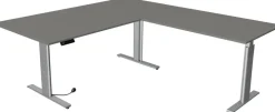 Kerkmann Move 3 Tube Zit-sta-bureau L-vorm Grafiet T-Voet 3 Lades 2.000 (B) x 2.200 (D) x 1.200 (H) mm