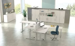 Kerkmann Move 3 Tube Zit-sta-bureau L-vorm Grafiet T-Voet 3 Lades 2.000 (B) x 2.200 (D) x 1.200 (H) mm
