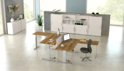 Kerkmann Move 3 Tube Zit-sta-bureau L-vorm Grafiet T-Voet 1.800 (B) x 1.800 (D) x 1.200 (H) mm