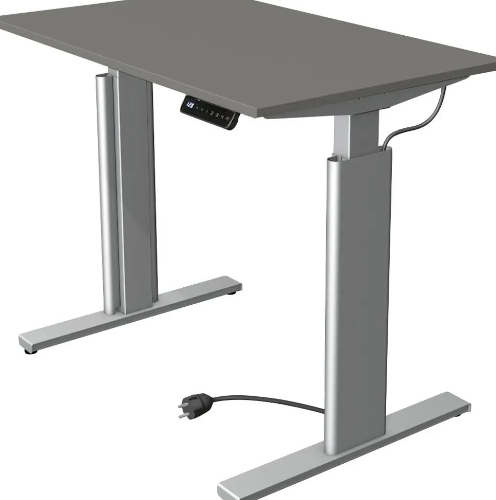 Kerkmann Move 3 Tube Zit-sta-bureau Rechthoekig Grafiet T-Voet 1.000 (B) x 600 (D) x 1.200 (H) mm