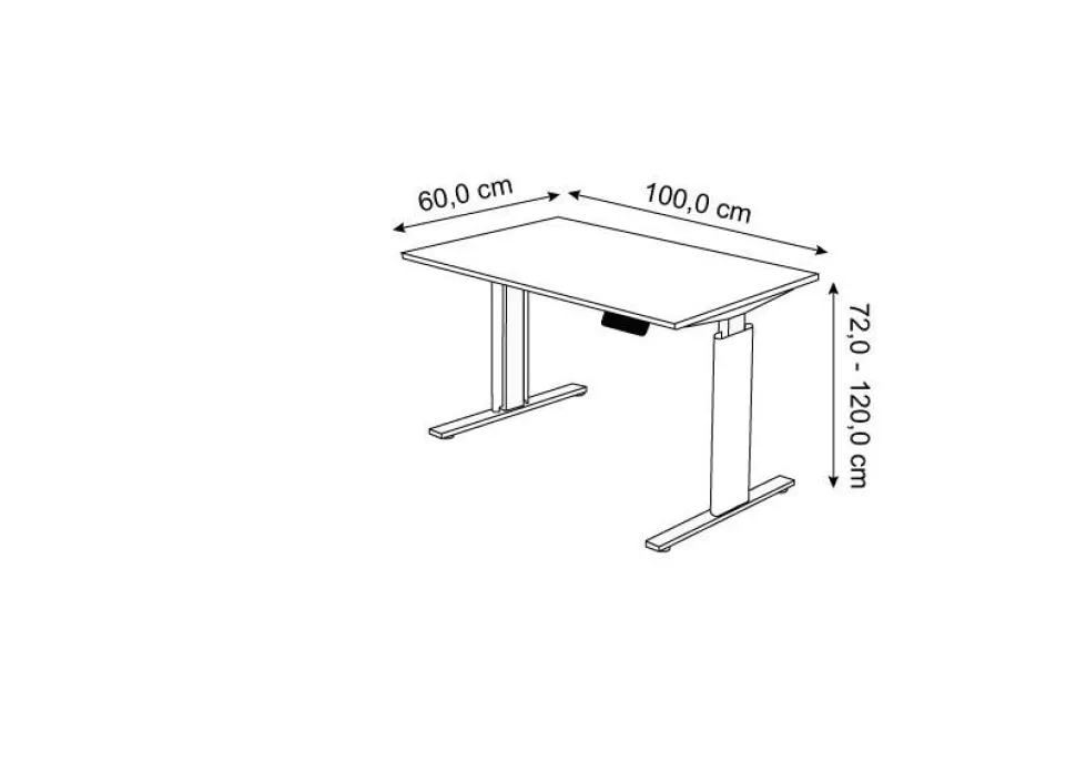 Kerkmann Move 3 Tube Zit-sta-bureau Rechthoekig Grafiet T-Voet 1.000 (B) x 600 (D) x 1.200 (H) mm