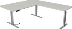 Kerkmann Move 3 Tube Zit-sta-bureau L-vorm Lichtgrijs T-Voet 3 Lades 2.000 (B) x 2.200 (D) x 1.200 (H) mm