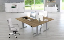 Kerkmann Move 3 Tube Zit-sta-bureau L-vorm Lichtgrijs T-Voet 3 Lades 2.000 (B) x 2.200 (D) x 1.200 (H) mm