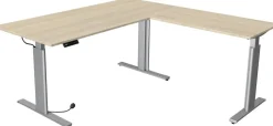 Kerkmann Move 3 Tube Zit-sta-bureau L-vorm Ahorn T-Voet 1.800 (B) x 1.800 (D) x 1.200 (H) mm