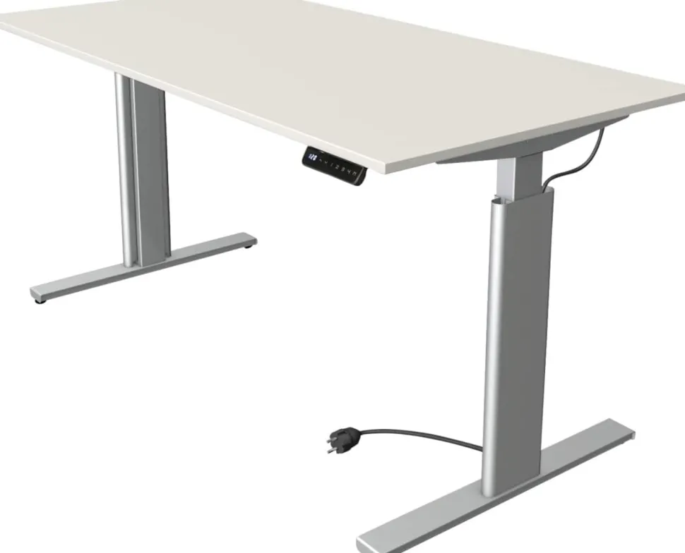 Kerkmann Move 3 Tube Zit-sta-bureau Rechthoekig Wit T-Voet 1.600 (B) x 800 (D) x 1.200 (H) mm