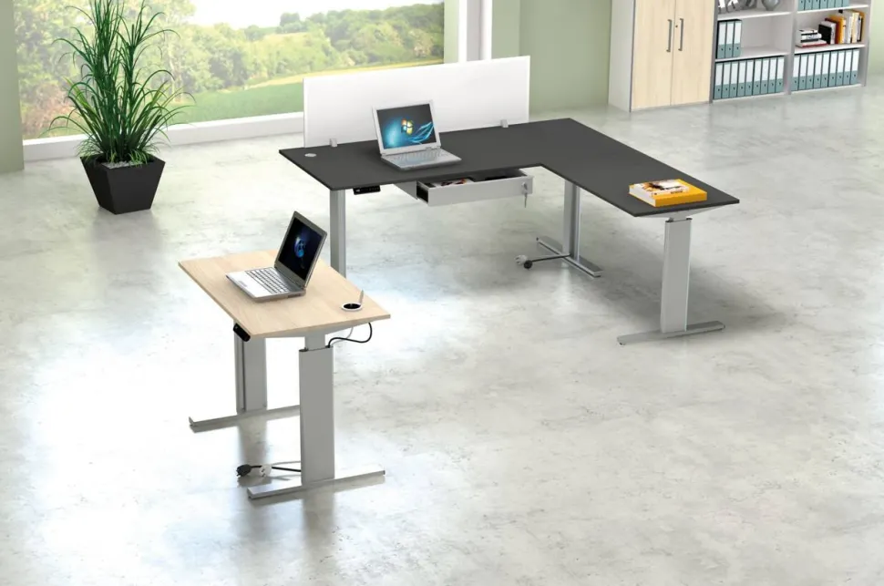 Kerkmann Move 3 Tube Zit-sta-bureau Rechthoekig Wit T-Voet 1.000 (B) x 600 (D) x 1.200 (H) mm