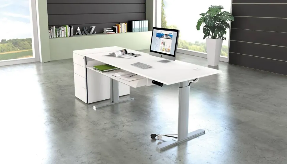 Kerkmann Move 3 Tube Zit-sta-bureau Rechthoekig Wit T-Voet 1.000 (B) x 600 (D) x 1.200 (H) mm