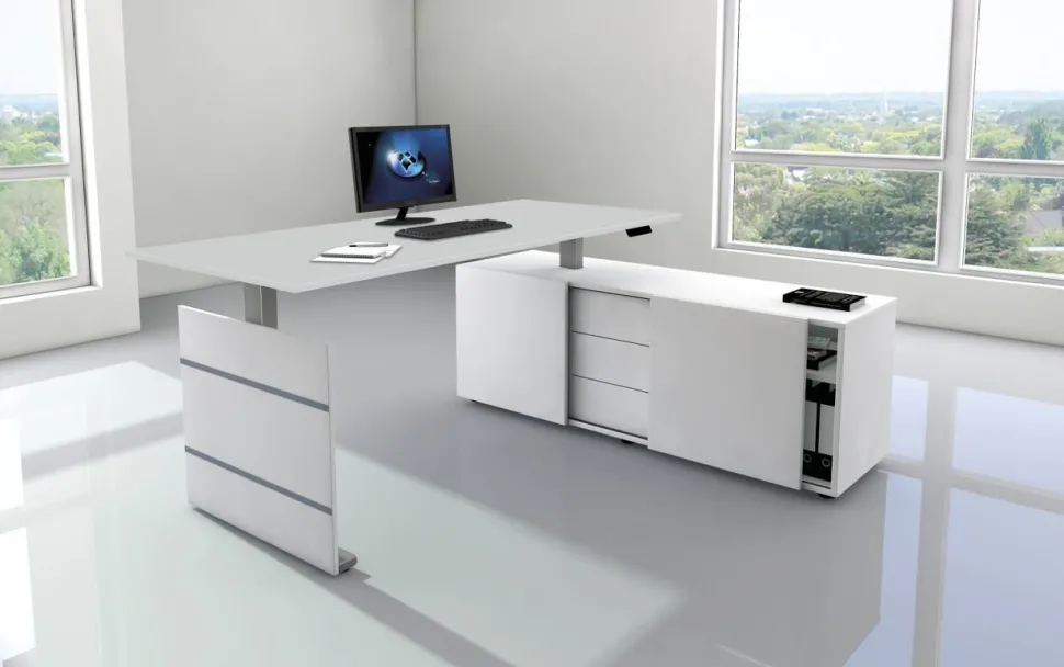 Kerkmann Move 3 Tube Zit-sta-bureau Rechthoekig Wit T-Voet 1.000 (B) x 600 (D) x 1.200 (H) mm
