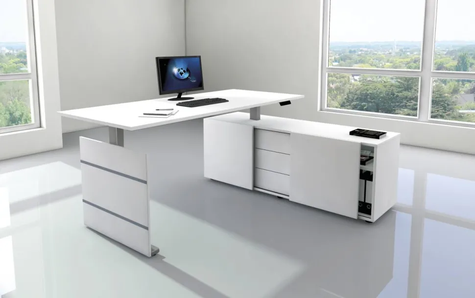 Kerkmann Move 3 Tube Zit-sta-bureau Rechthoekig Wit T-Voet 1.000 (B) x 600 (D) x 1.200 (H) mm