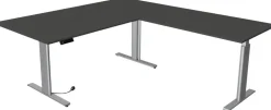 Kerkmann Move 3 Tube Zit-sta-bureau L-vorm Antraciet T-Voet 3 Lades 2.000 (B) x 2.200 (D) x 1.200 (H) mm