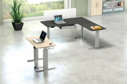 Kerkmann Move 3 Tube Zit-sta-bureau L-vorm Wit T-Voet 1.800 (B) x 1.800 (D) x 1.200 (H) mm
