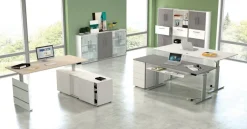 Kerkmann Move 3 Tube Zit-sta-bureau L-vorm Wit T-Voet 1.800 (B) x 1.800 (D) x 1.200 (H) mm