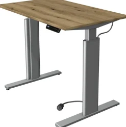 Kerkmann Move 3 Tube Zit-sta-bureau Rechthoekig Eiken T-Voet 1.000 (B) x 600 (D) x 1.200 (H) mm
