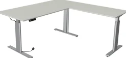 Kerkmann Move 3 Tube Zit-sta-bureau L-vorm Lichtgrijs T-Voet 1.800 (B) x 1.800 (D) x 1.200 (H) mm