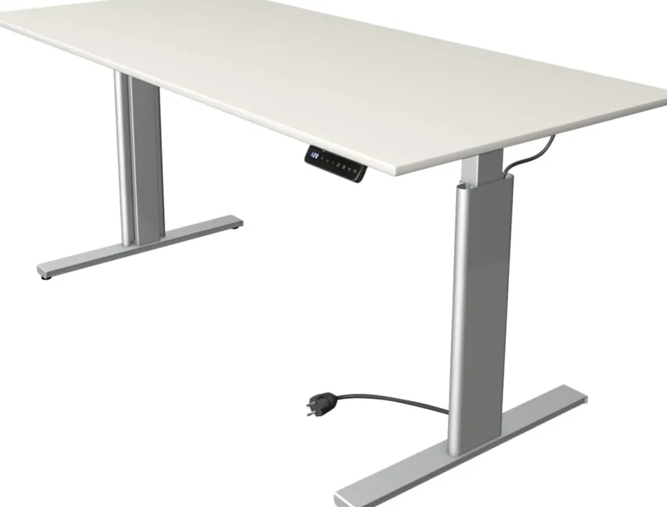 Kerkmann Move 3 Tube Zit-sta-bureau Rechthoekig Wit T-Voet 1.800 (B) x 800 (D) x 1.200 (H) mm