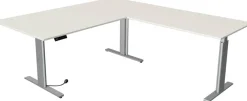 Kerkmann Move 3 Tube Zit-sta-bureau L-vorm Wit T-Voet 3 Lades 2.000 (B) x 2.200 (D) x 1.200 (H) mm