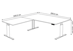 Kerkmann Move 3 Tube Zit-sta-bureau L-vorm Wit T-Voet 3 Lades 2.000 (B) x 2.200 (D) x 1.200 (H) mm