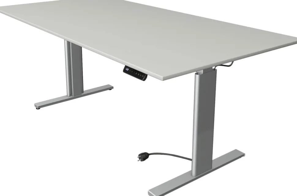 Kerkmann Move 3 Tube Zit-sta-bureau Rechthoekig Lichtgrijs T-Voet 2.000 (B) x 1.000 (D) x 1.200 (H) mm