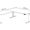 Kerkmann Move 3 Tube Zit-sta-bureau L-vorm Eiken T-Voet 3 Lades 2.000 (B) x 2.200 (D) x 1.200 (H) mm
