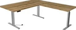 Kerkmann Move 3 Tube Zit-sta-bureau L-vorm Eiken T-Voet 3 Lades 2.000 (B) x 2.200 (D) x 1.200 (H) mm