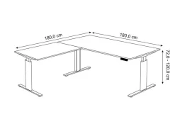 Kerkmann Move 3 Tube Zit-sta-bureau L-vorm Antraciet T-Voet 1.800 (B) x 1.800 (D) x 1.200 (H) mm