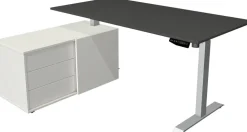 Kerkmann Move 1 Zit-sta-bureau Rechthoekig Antraciet T-Voet 3 Lades 1.650 (B) x 1.350 (D) x 1.230 (H) mm Melamine, staal