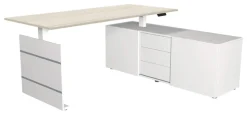 Kerkmann Move 3 Zit-sta-bureau Vrije vorm Esdoorn T-Voet 3 Lades 1,800 (B) x 800 (D) x 1.200 (H) mm Hout