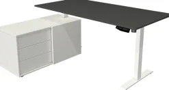 Kerkmann Move 1 Zit-sta-bureau Rechthoekig Antraciet T-Voet 3 Lades 1.650 (B) x 1.350 (D) x 1.230 (H) mm Melamine, staal