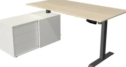 Kerkmann Move 1 Zit-sta-bureau Rechthoekig Ahorn T-Voet 3 Lades 1.650 (B) x 1.350 (D) x 1.230 (H) mm Melamine, staal