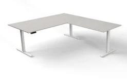 Kerkmann Move 3 Zit-sta-bureau Vrije vorm Lichtgrijs T-Voet 2,000 (B) x 1,000 (D) x 720 (H) mm Hout