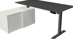 Kerkmann Move 1 Zit-sta-bureau Rechthoekig Antraciet T-Voet 3 Lades 1.650 (B) x 1.350 (D) x 1.230 (H) mm Melamine, staal