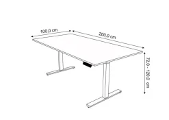 Kerkmann Move 3 Zit-sta-bureau Rechthoekig Lichtgrijs T-Voet 2,000 (B) x 1.000 (D) x 1.200 (H) mm Hout