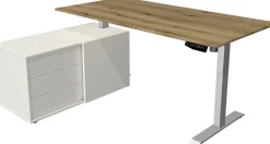 Kerkmann Move 1 Zit-sta-bureau Rechthoekig Eiken T-Voet 3 Lades 1.650 (B) x 1.350 (D) x 1.230 (H) mm Melamine, staal