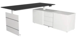 Kerkmann Move 3 Zit-sta-bureau Vrije vorm Antraciet T-Voet 3 Lades 1,800 (B) x 800 (D) x 1.200 (H) mm Hout