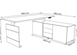 Kerkmann Move 3 Zit-sta-bureau Vrije vorm Antraciet T-Voet 3 Lades 1,800 (B) x 800 (D) x 1.200 (H) mm Hout