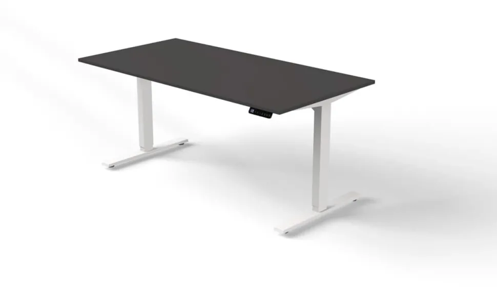 Kerkmann Move 3 Zit-sta-bureau Rechthoekig Antraciet T-Voet 1,600 (B) x 800 (D) x 1.200 (H) mm Hout