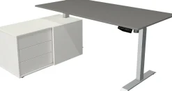 Kerkmann Move 1 Zit-sta-bureau Rechthoekig Grafiet T-Voet 3 Lades 1.650 (B) x 1.350 (D) x 1.230 (H) mm Melamine, staal