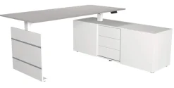 Kerkmann Move 3 Zit-sta-bureau Vrije vorm Lichtgrijs T-Voet 3 Lades 1,800 (B) x 800 (D) x 1.200 (H) mm Hout