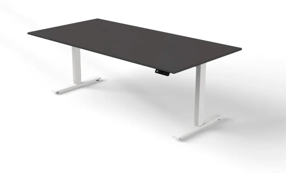 Kerkmann Move 3 Zit-sta-bureau Rechthoekig Antraciet T-Voet 2,000 (B) x 1.000 (D) x 1.200 (H) mm Hout