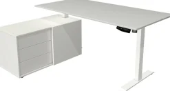 Kerkmann Move 1 Zit-sta-bureau Rechthoekig Lichtgrijs T-Voet 3 Lades 1.650 (B) x 1.350 (D) x 1.230 (H) mm Melamine, staal
