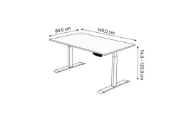Kerkmann Move 1 Zit-sta-bureau Rechthoekig Lichtgrijs T-Voet 1.400 (B) x 800 (D) x 1.230 (H) mm