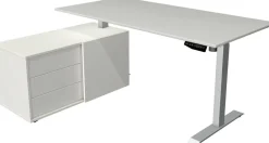 Kerkmann Move 1 Zit-sta-bureau Rechthoekig Lichtgrijs T-Voet 3 Lades 1.650 (B) x 1.350 (D) x 1.230 (H) mm Melamine, staal