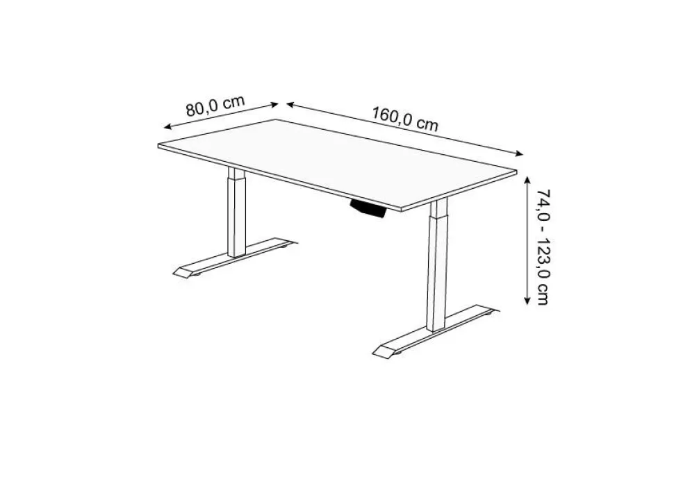Kerkmann Move 1 Zit-sta-bureau Rechthoekig Eiken T-Voet 1.600 (B) x 800 (D) x 1.230 (H) mm Melamine, staal