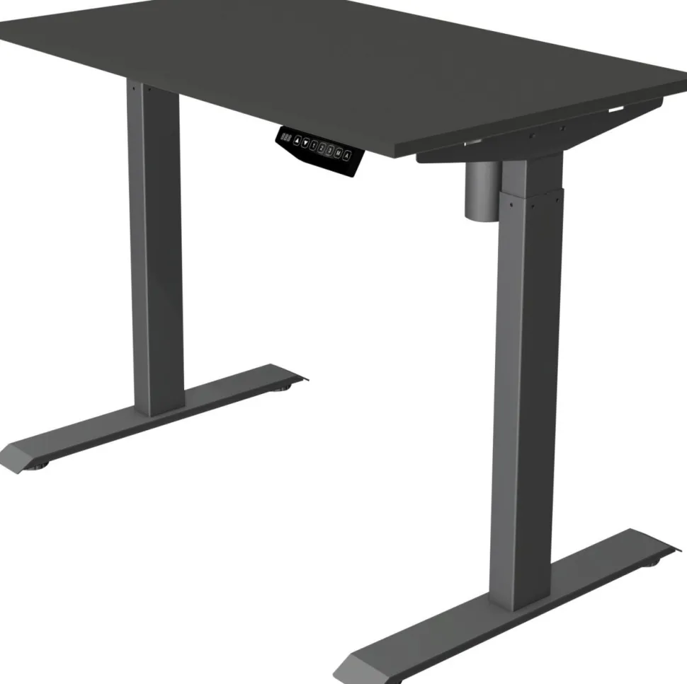 Kerkmann Move 1 Zit-sta-bureau Rechthoekig Antraciet T-Voet 1.000 (B) x 600 (D) x 1.230 (H) mm Melamine, staal