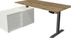 Kerkmann Move 1 Zit-sta-bureau Rechthoekig Eiken T-Voet 3 Lades 1.650 (B) x 1.350 (D) x 1.230 (H) mm Melamine, staal