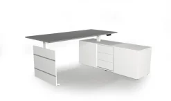 Kerkmann Move 3 Zit-sta-bureau Vrije vorm Grafiet T-Voet 3 Lades 1,800 (B) x 800 (D) x 720 (H) mm Hout